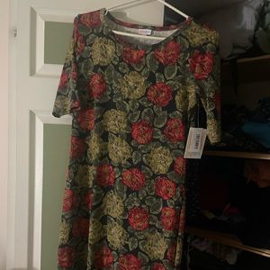 Beautiful Red Gold and black LuLaRoe Julia dress.